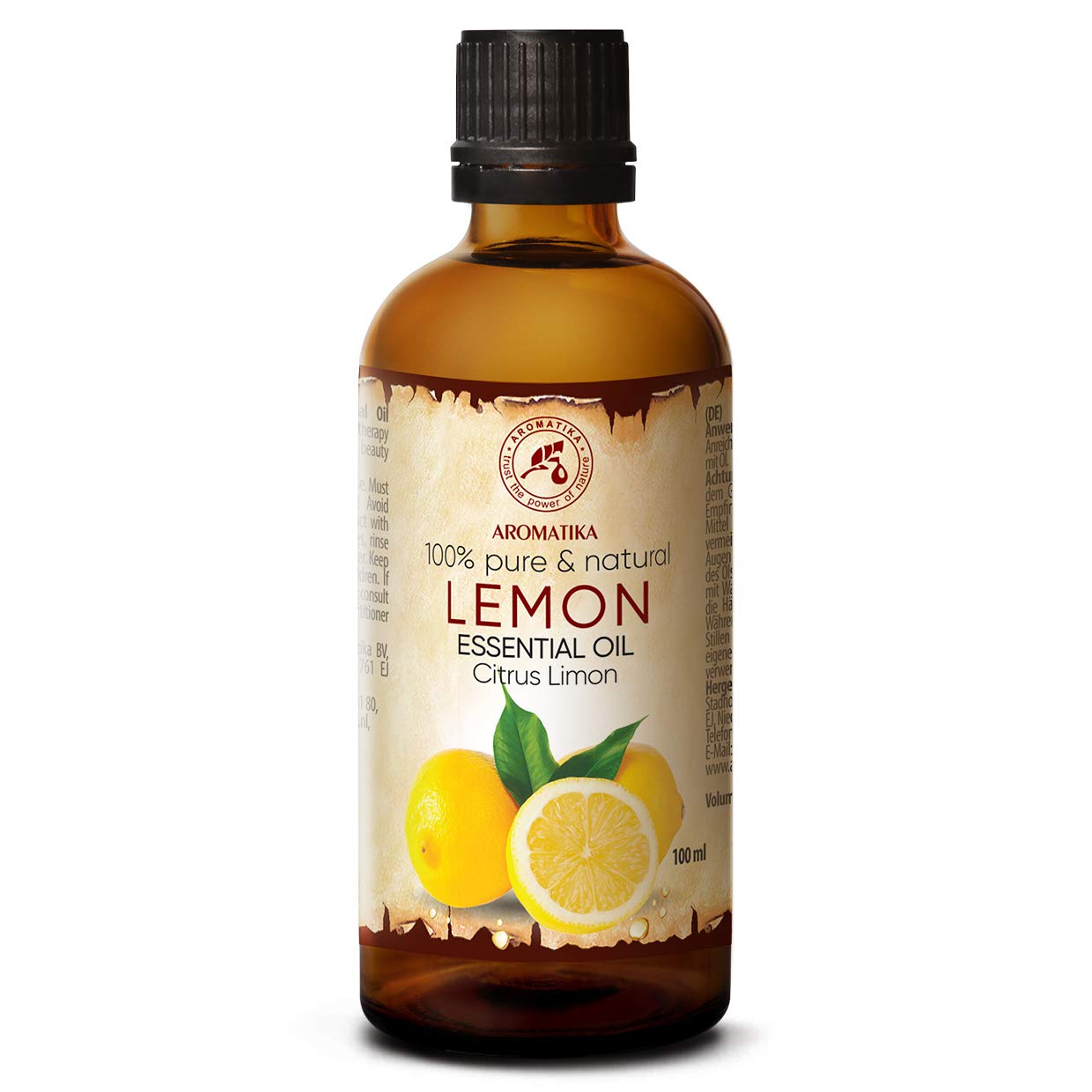 Lemon Essential Oil 100ml - Citrus Limon - Italy - 100% Pure & Natural - Lemon Oils for Good Sleep & Good Mood - Best for Beauty - Aromatherapy - Relax - Diffuser - Nails Care