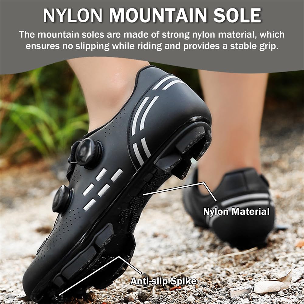 ENEN Zapatillas de Ciclismo para Hombre Mujer, MTB Zapatos Bicicleta de Montaña Compatibles con Look SPD Lock, Unisex Zapatillas de Bicicleta de Montaña