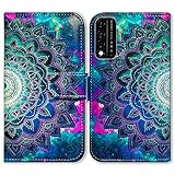 Revvl V+ 5G Case,Bcov Mandala Flower Space Leather Flip Phone Case Wallet Cover with Card Slot...