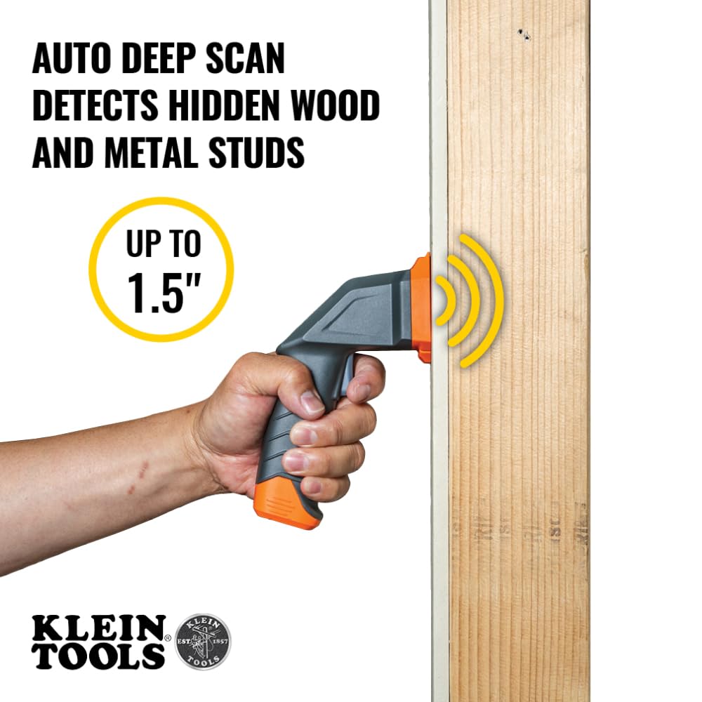 Klein Tools Détecteur de Montants électronique ESF100 et Scanner Mural avec Niveau à Bulle, pour Clous en Bois et métal, LED Vert Vif, Piles incluses