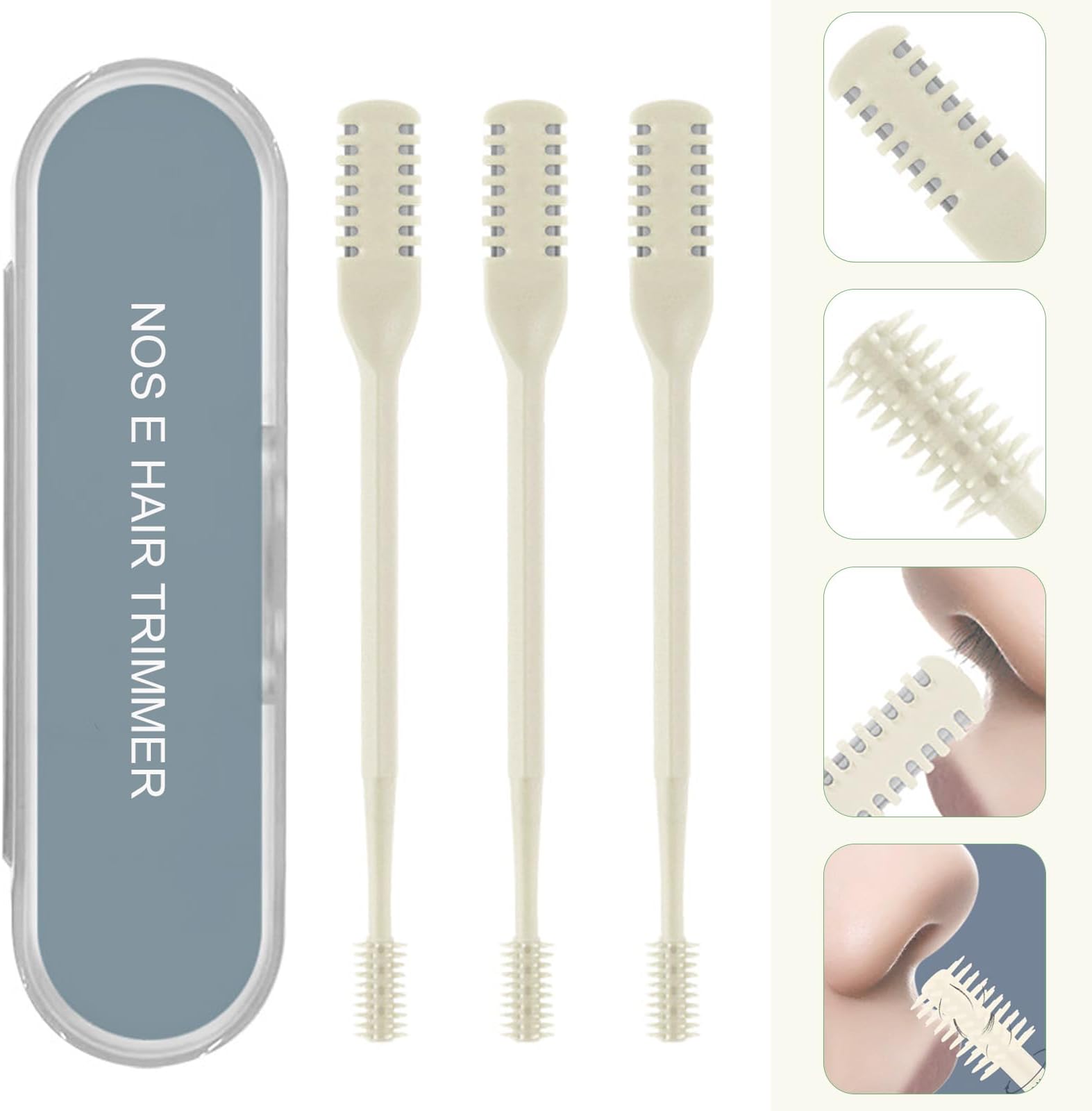 LIEUDAGE Nose Hair Trimmers, Double-Tips Soft Brushes Nose Clipper Nasal Hair Cutter for Men & Women Nose Hair Groming Tools Stainless Steel Blades Plastic Barrier for Safety Nose Hair Scissors