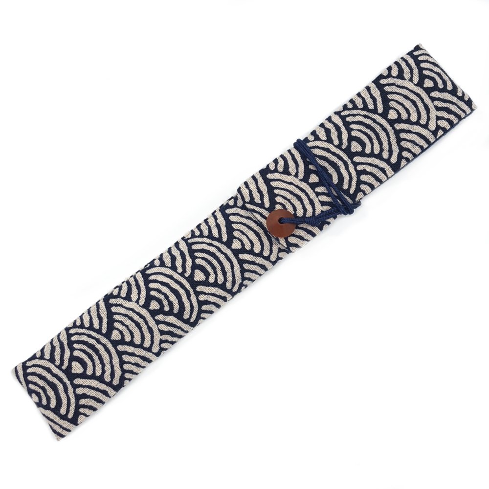 Amazon.co.jp: 手作り工房FUJITA 扇子入れ 青海波文様×紺 お箸袋にも