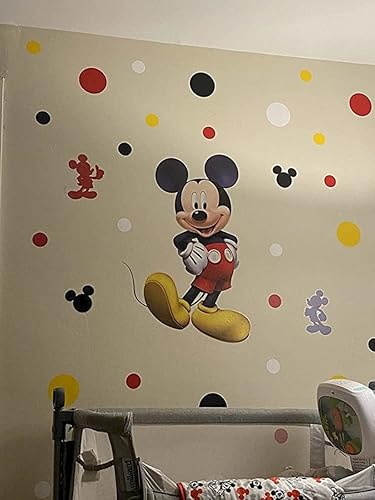 Miniatura 2 de Pegatinas de pared de vinilo negrorojoblancoamarillo, círculos de 2 y 4 pulgadas (60 calcomanías)