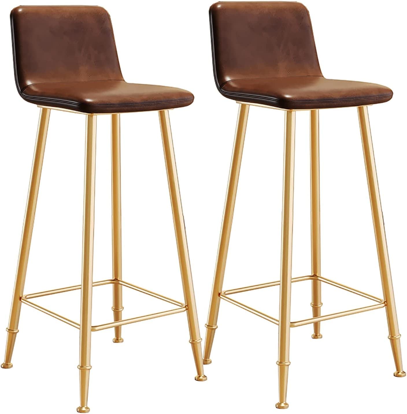 Tabouret de bar en cuir PU anti-tache avec repose-pieds pour comptoir et cuisine propre