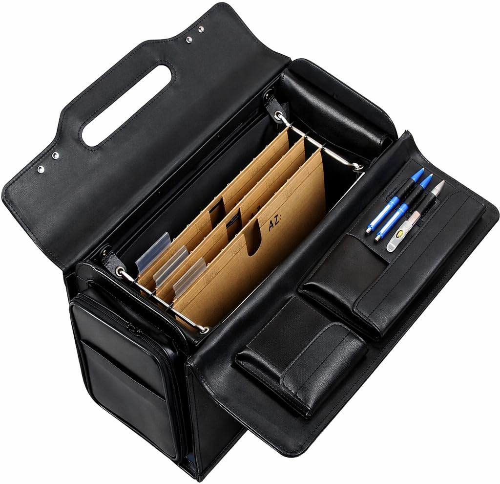 Alassio 949728 - Black leather pilot briefcase