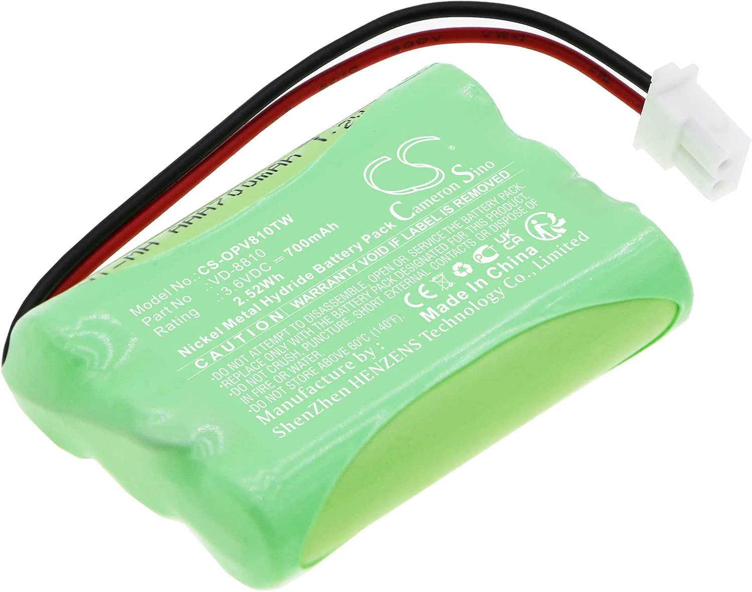Cameron Sino Batteria Ni-MH 700mAh 3.6V Per Telefoni Huawei F316, F317, F202, F360 - Colore Verde