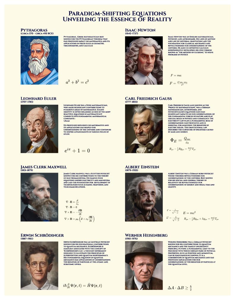EnrichGoods Science Poster: Iconic Scientists That Changed the Universe, Physics Poster, Science Decor for Classroom & Home
