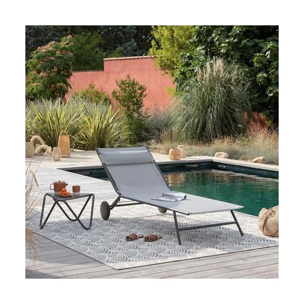 2er Set Sonnenliegen Miami II Gris Galet