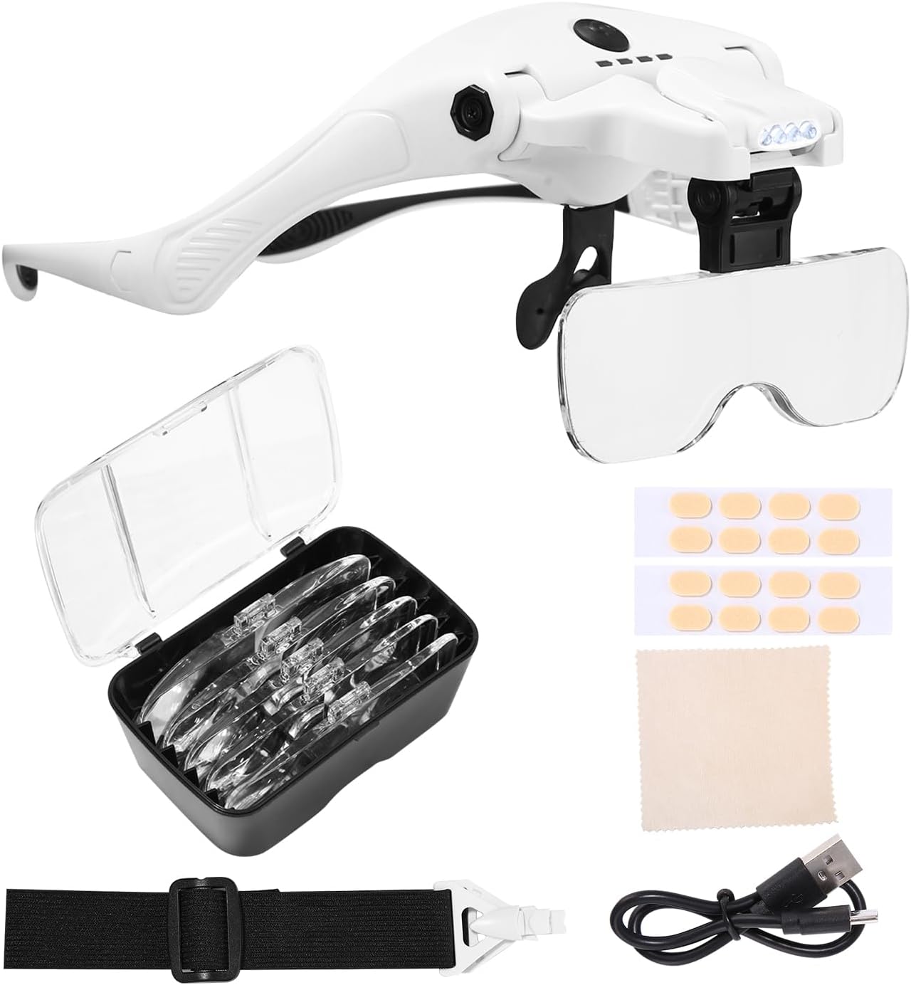 OBOVO Lunette Loupe avec 2 lères LED, Rechargeable Frontale