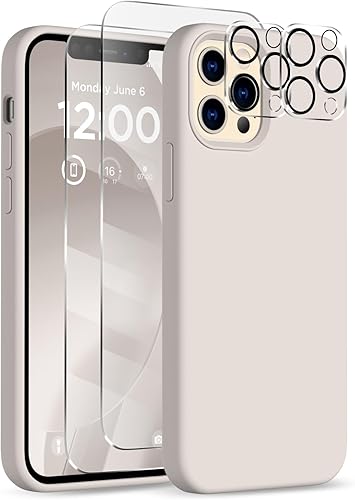 Funda para iPhone 12 Pro Max, 2 protectores de cámara + 2 protectores de pantalla, funda protectora de silicona de cuerpo completo a prueba de