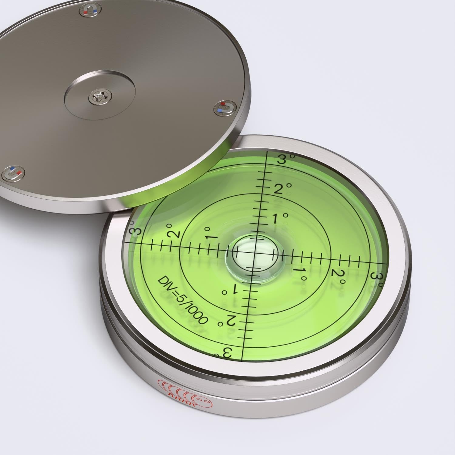 Metal Large Spirit Bubble Level with Protective Metal Cover, Bulls-Eye Surface Level, Green/Silver