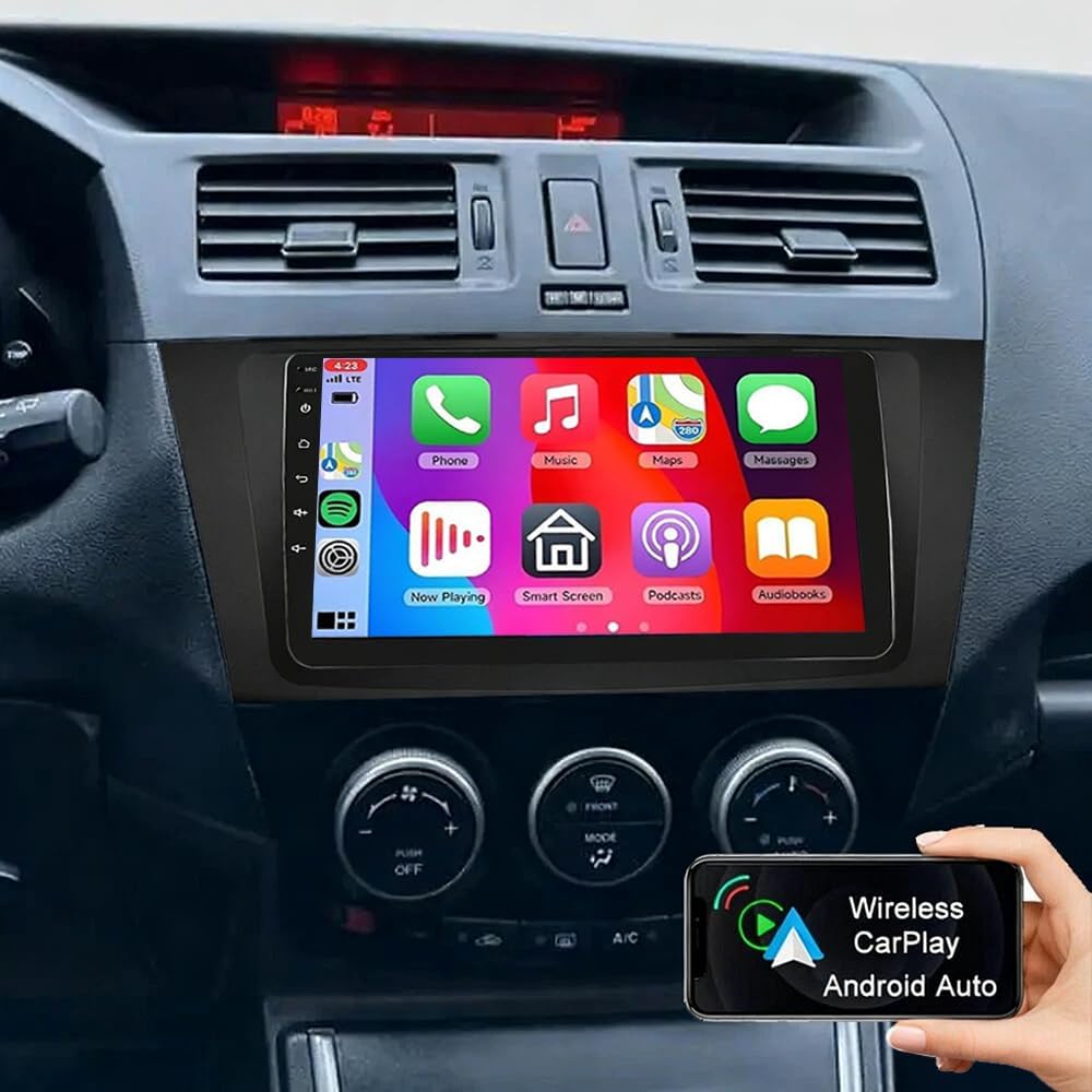 Android 14 Double Din Car Stereo Radio for Mazda 5 2011-2015, 9 inch Touch Screen Car Radio with Wireless Carplay Android Auto Car Stereo GPS Bluetooth FM/RDS AHD Backup Camera SWC, 2+32G
