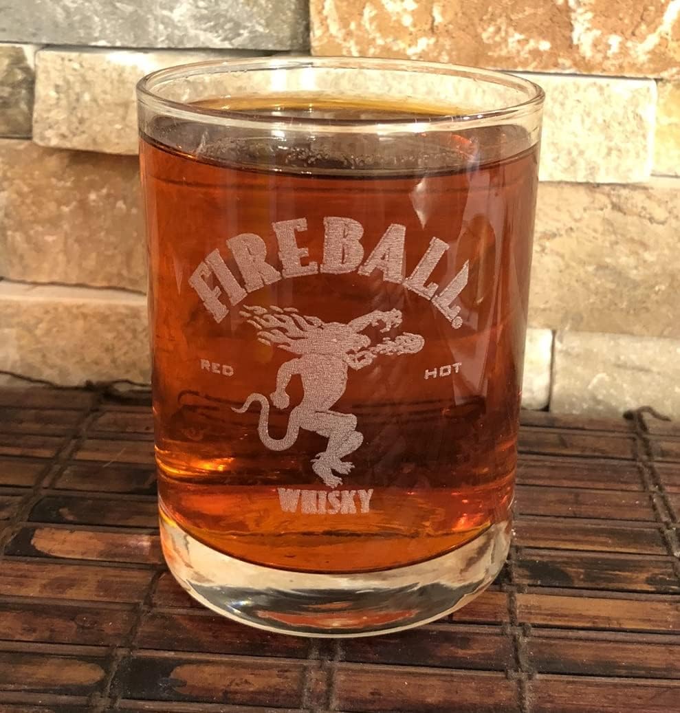 FIREBALL Collectible Whiskey Glass 8 Oz Transparent Old