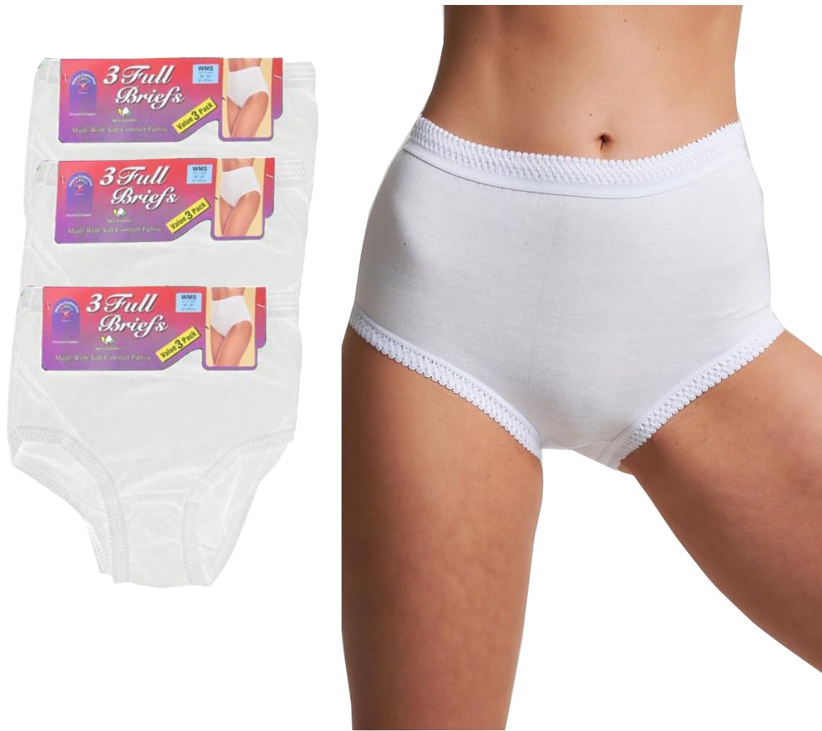 ITRAT® Woman's Full Mama Briefs | Ladies Cotton Rich Knickers Maxi Mama Brief's Underwear | Women Every Day Mama Brief Cotton Stretch Girls Brief Panties (XOS, White)