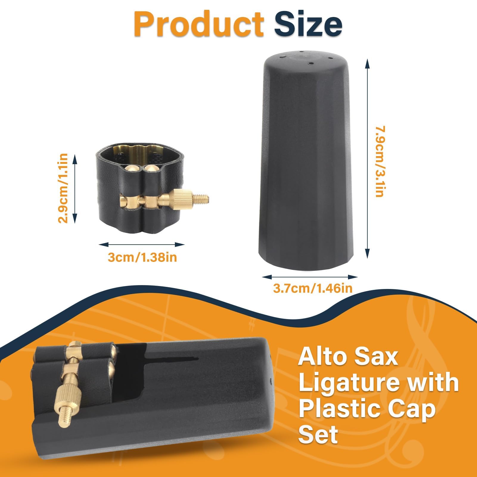 Kit De Boquilla Para Saxofón Alto, Ligadura De Cuero Sintético Para Saxofón Alto De 12 X 4 X 4 CM Ligadura Para Saxofón Alto Clip Para Boquilla De Saxofón Con Tapa De Plástico Para Boquillas Baquelita