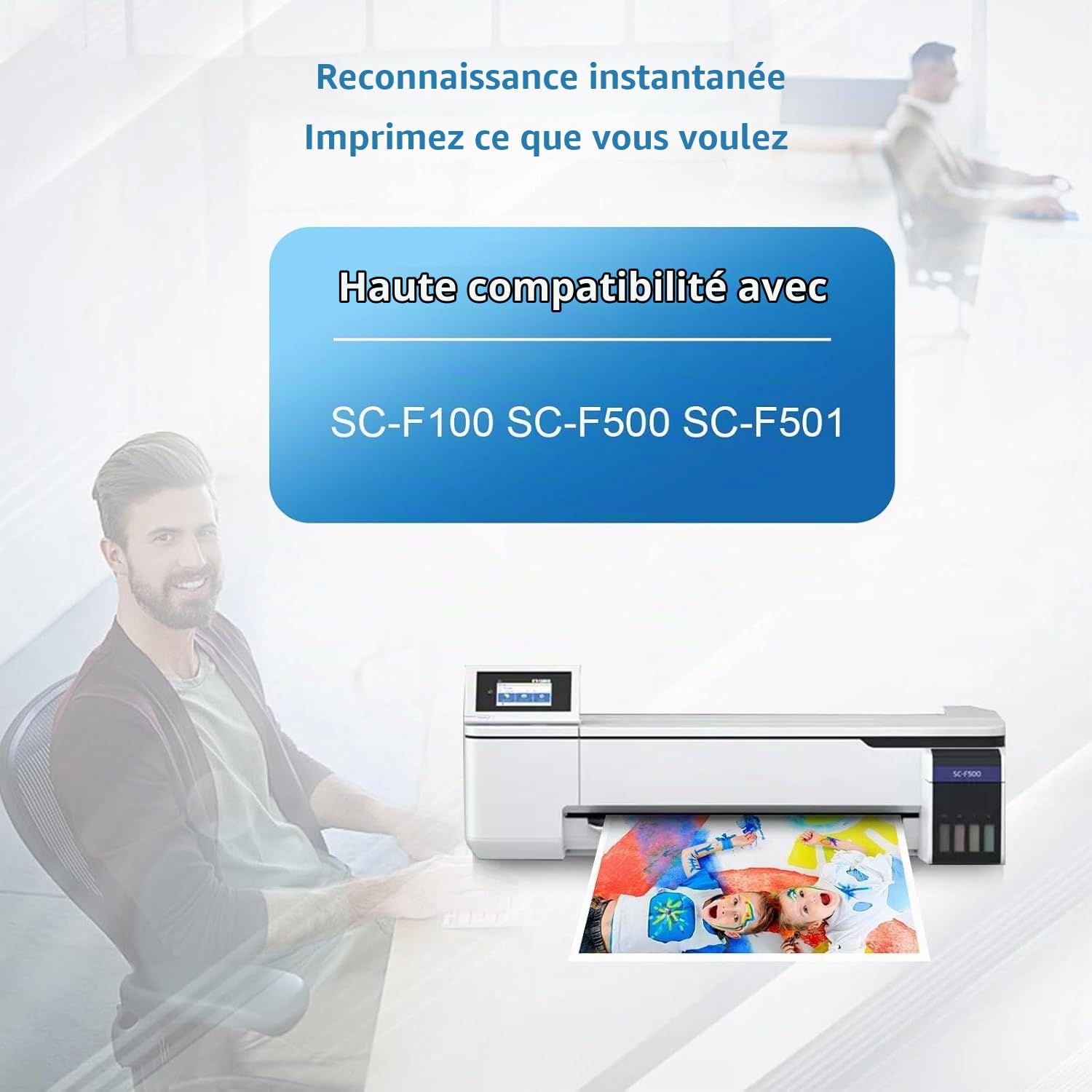 560ml Compatible T49N T49N1 T49N2 T49N3 T49N4 Sublimation Encre Remplacement pour SC23BK SC23C SC23M SC23Y Nachfülltinte pour EPN SC-F100 SC-F500 SC-F501 (2Noir, 1Cyan, 1Magenta, 1Jaune)