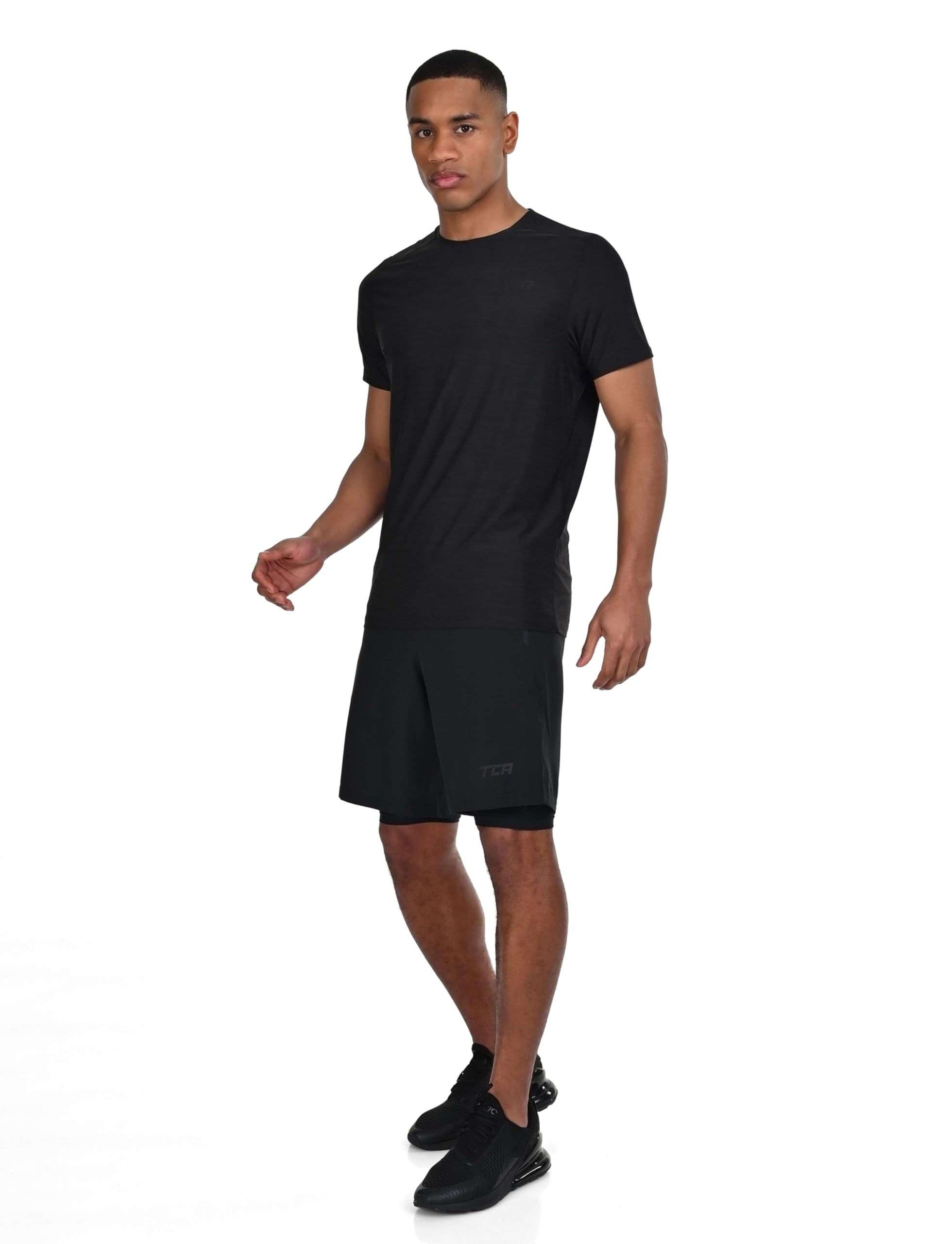 TCA Ultra Short Running Homme - Short Homme Sport avec Poche Arrière Zippée et Cuissard Compression Intégré - Shorts de Sport Homme