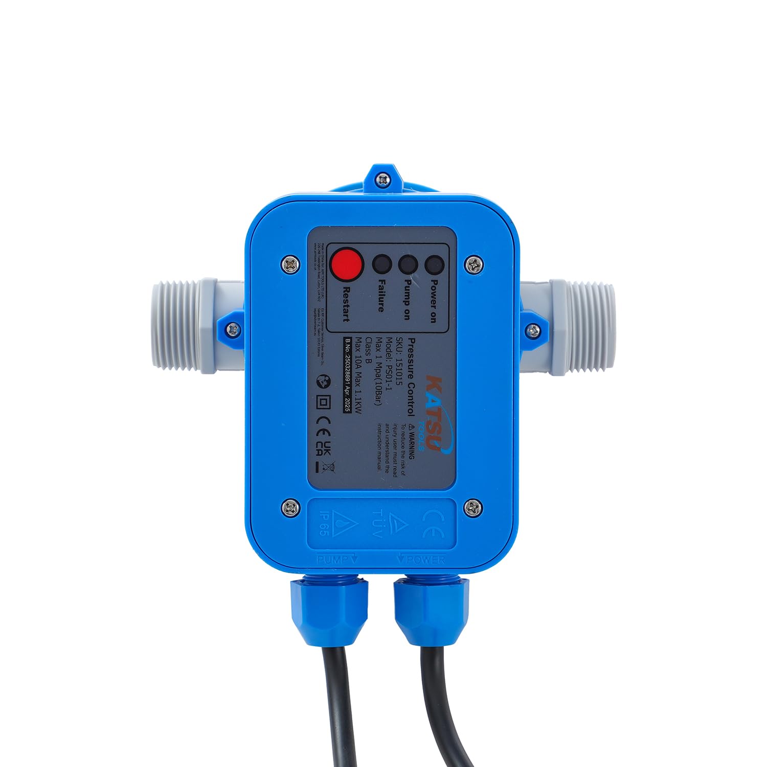 KATSU Commutateur de Contrôle de Pression de Pompe à Eau Automatique, Contrôleur de Pression électronique pour Pompes à Vortex et de Jardin, Pompe à Eau Propre 151015