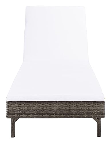 Outdoor Collection Cam Grey Brown Wicker/White Cushion Adjustable Chaise Lounge