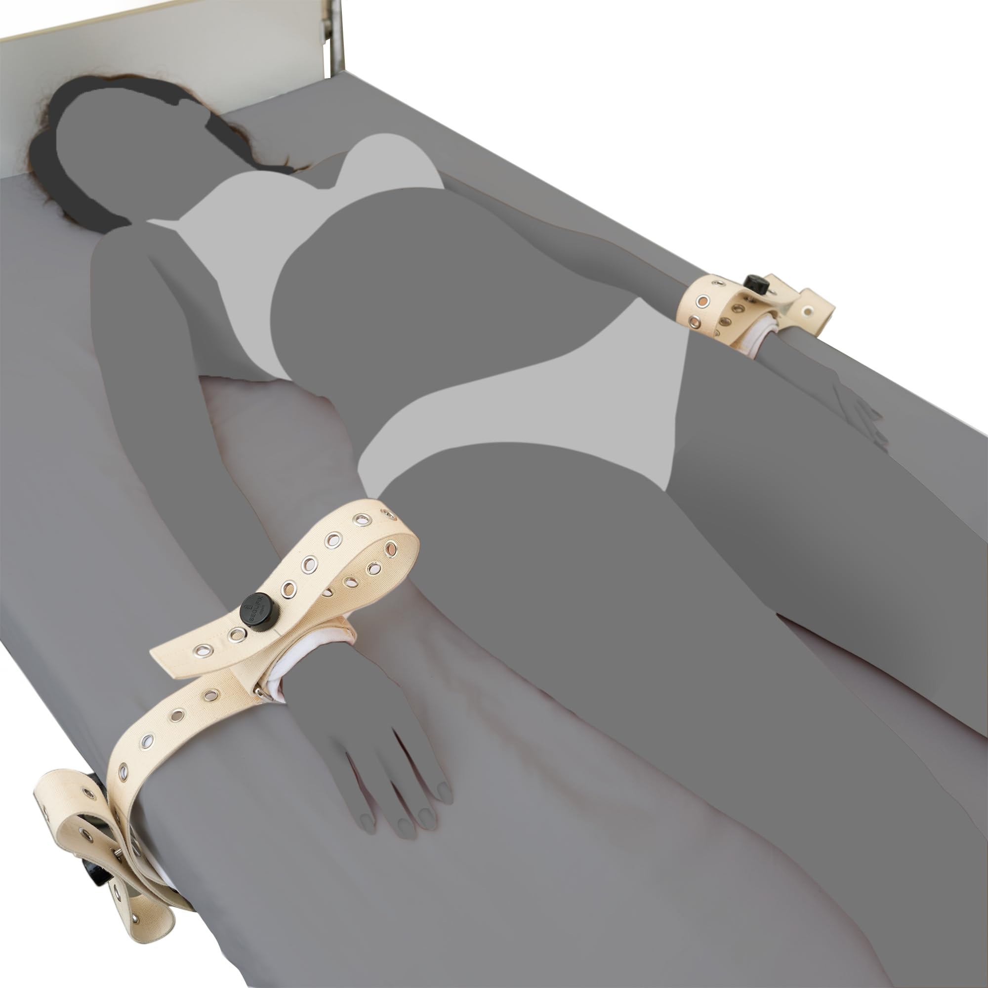 Hand-Fesseln 2er Bondage-Set BDSM Fessel-Set I Bett-Fesseln hogtied Fixierung sehr stabil - Premium Sexspielzeug I weiß I handgefertigt aus Baumwolle I für alle Bett-Typen