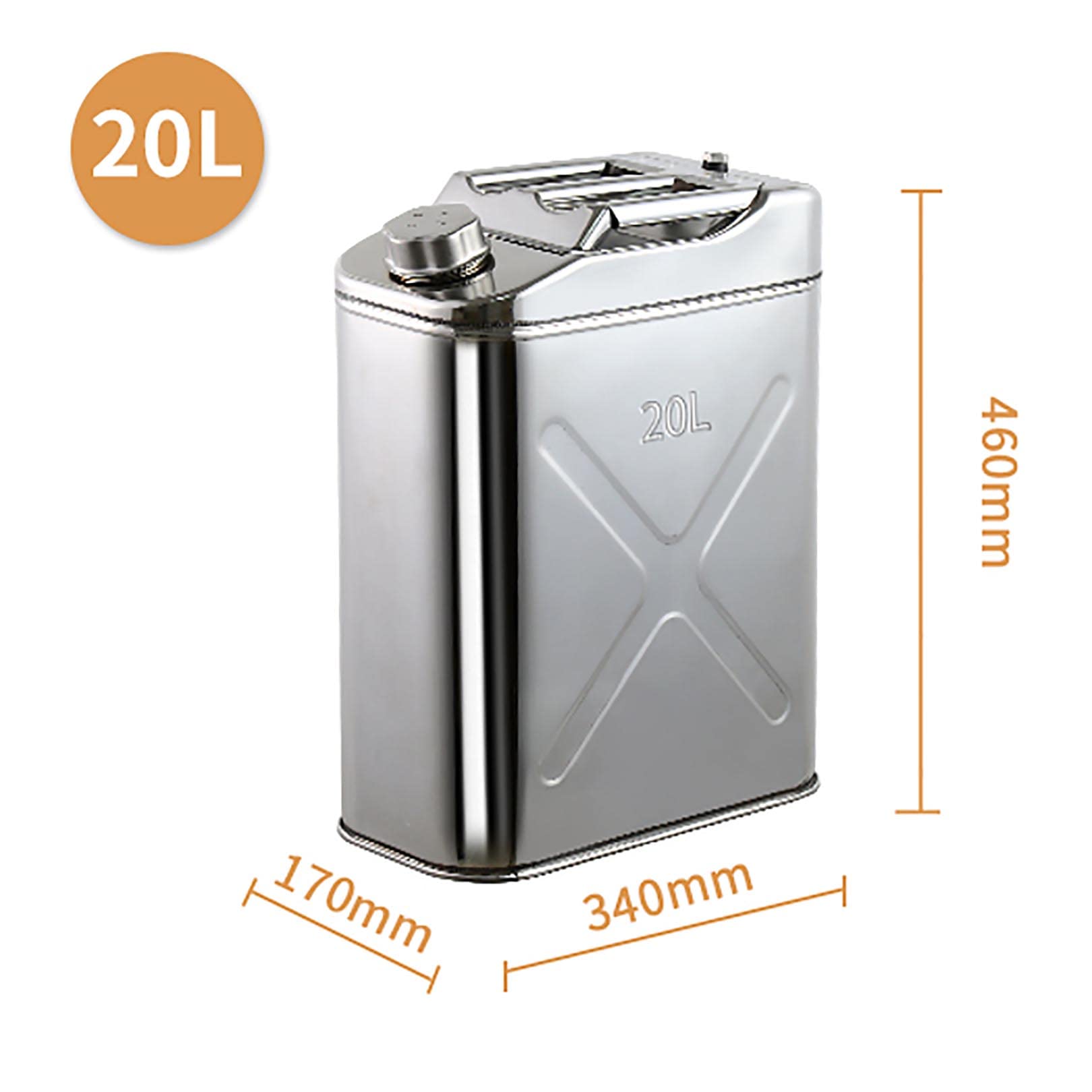 Este bidón de Combustible portátil, de Acero Inoxidable 201, con Capacidad para 5L, 10L, 15L o 20L, es un depósito de Combustible para Gasolina, Gasolina, Coches, Motocicletas y aceites Come