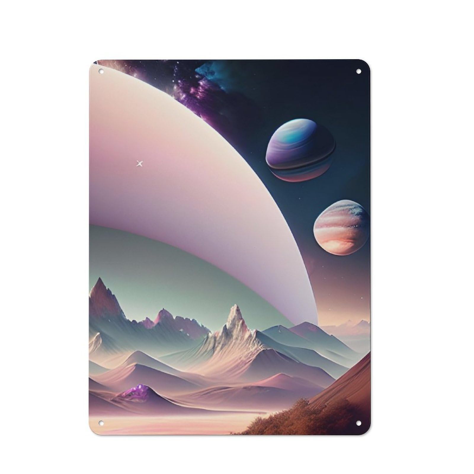 Junmoney Fantasy Planet Orbiting Vintage Tin Sign 40X30cm With For Dining Room Or Kitchen, For Dining Room Decor Fans