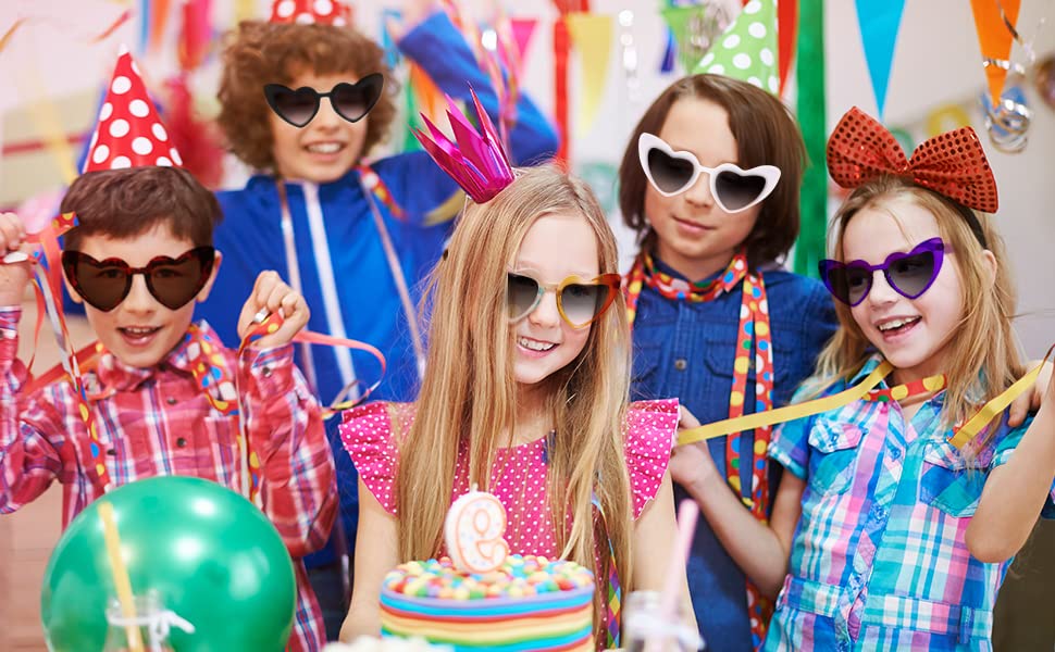 FEISEDY 2 Pack Vintage Kids Heart Sunglasses Girls Toddler De Sol Gafas Beach Party Holiday Sun Glasses Age 3-10 B29034