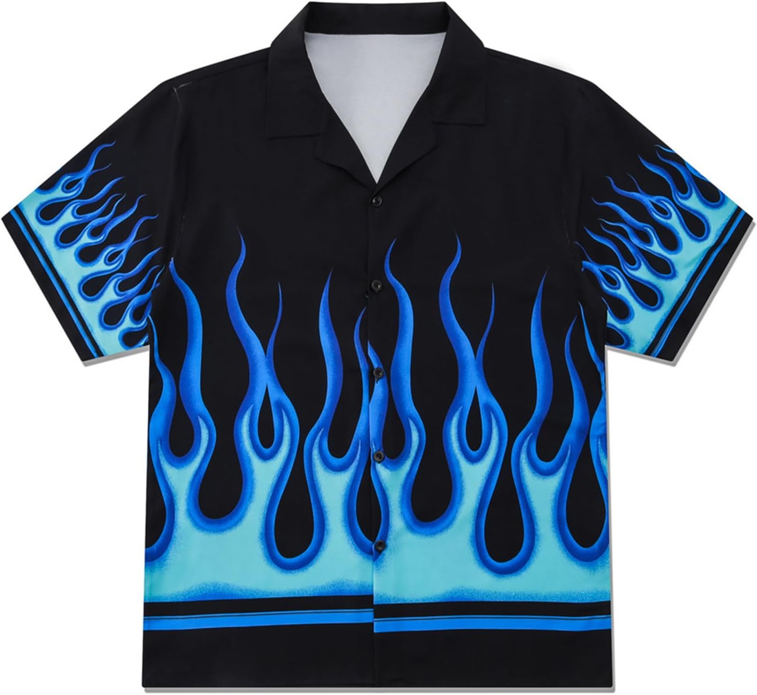 YEMOCILE Button Down Flame Shirt for Men Women Oversized Short Sleeve T-Shirt