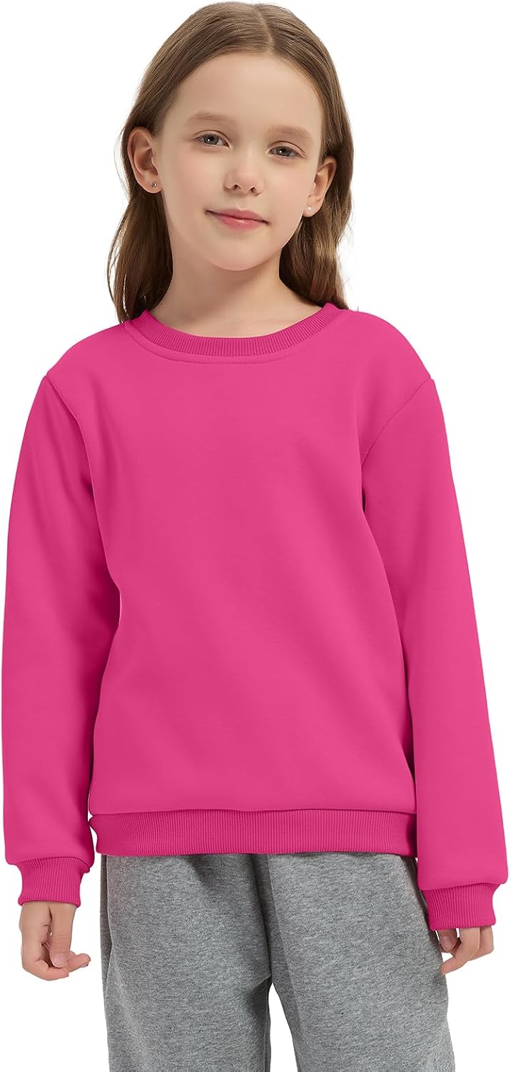 2 Pack Kids Fleece Sweatshirts Boys Girls Crewneck Long Sleeve Tops 2-14Y | Kids Fleece hoodless Sweatshirt,Crewneck Long Sleeve Tops,Fashion Clothes,Casual Kids Solid Tops
