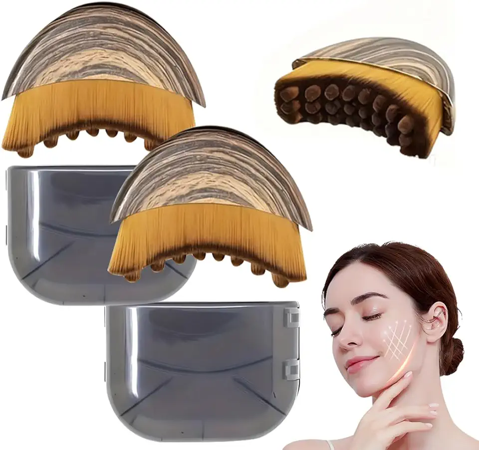 Lymph Bürste Gesicht 2 Stück Aluvea Face Brush Lymphbürsten Gesicht Lymphatische Gesichtsbürste Trockenbürste Lymphdrainage Massage Alpenfaser Gesichtsbürste Lymphdrainage Bürste Gesicht