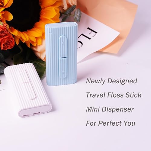 Miniatura 5 de Dental Floss LIAMOSS - Dispensador de hilo dental, dispensador de hilo dental portátil, caja de 4 cajas (azul + rosa) palillos de dientes, tamaño