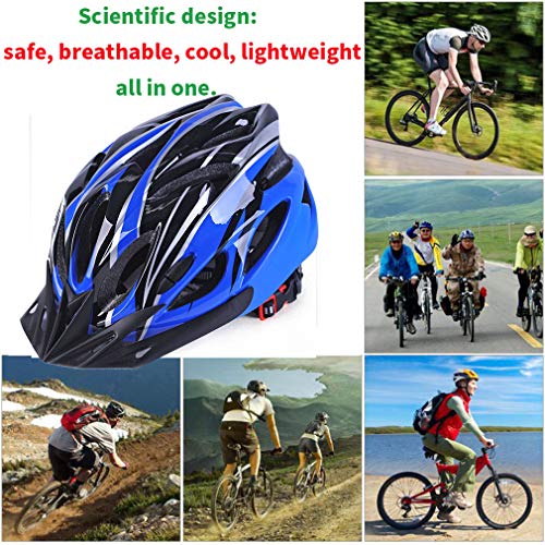 Bike Helmet,Bicycle Helmet Adjustable Size Ultralight Adult Cycling Helmet With Visor, Specialized Cycling Helmet For Men Women Es-022 (Blue -T2) #TOP6