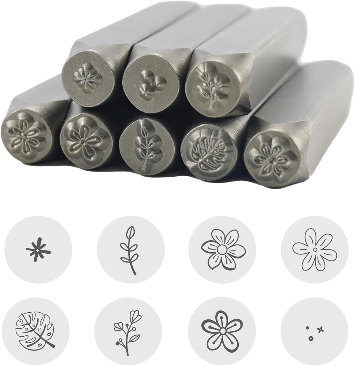 Metal Stamping Tool Set 8 Pcs Metal Stamping Stamp Stamps DIY Symbol Kit Leather, Printing Tool, Jewelry 1/4 (6mm)