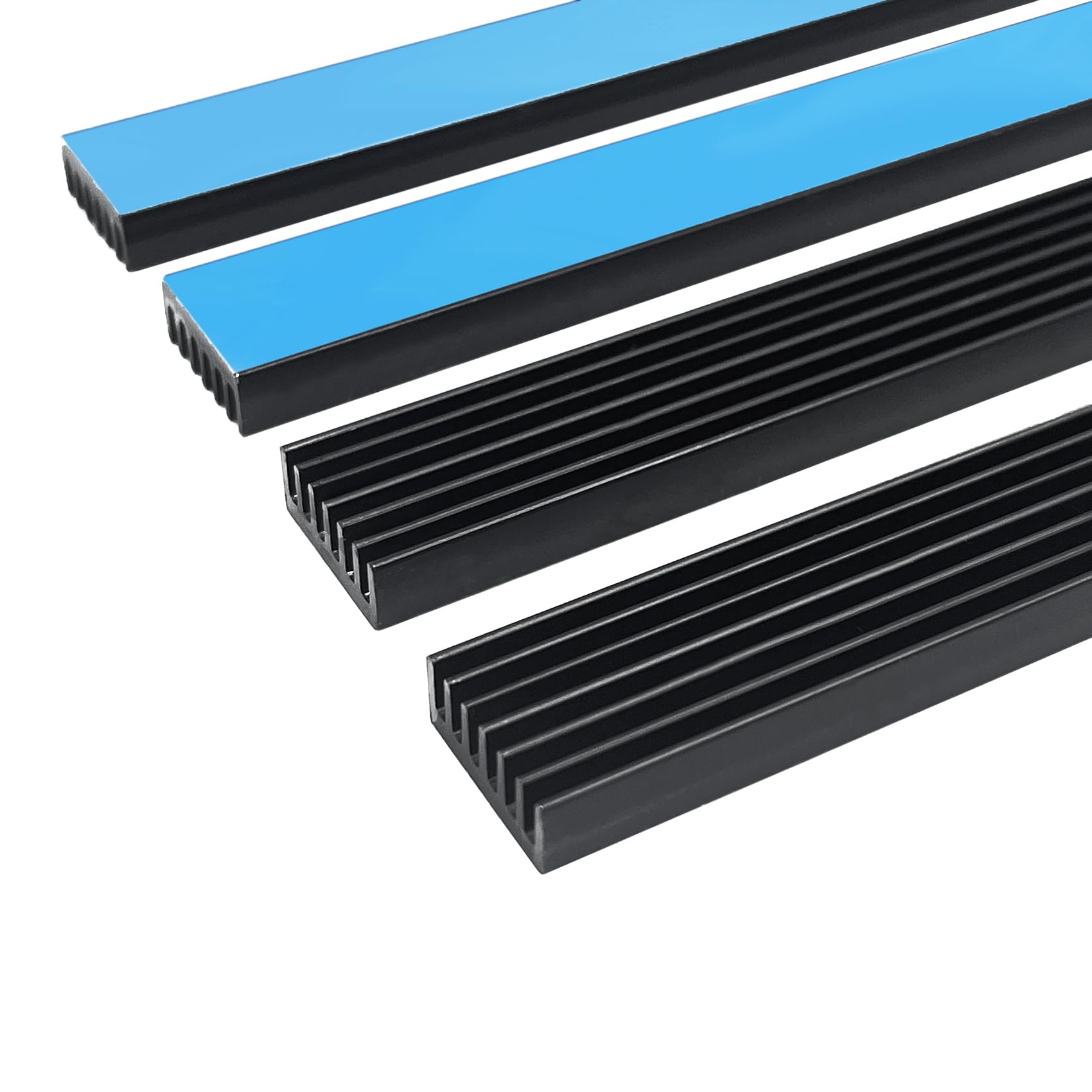 4 unidades de disipador de calor de aluminio de 0.55 pulgadas con cinta adhesiva conductora térmica, tira de disipador de calor de 3.937 x 0.551 x 0.236 in, aleta de enfriamiento para electrónica más 5