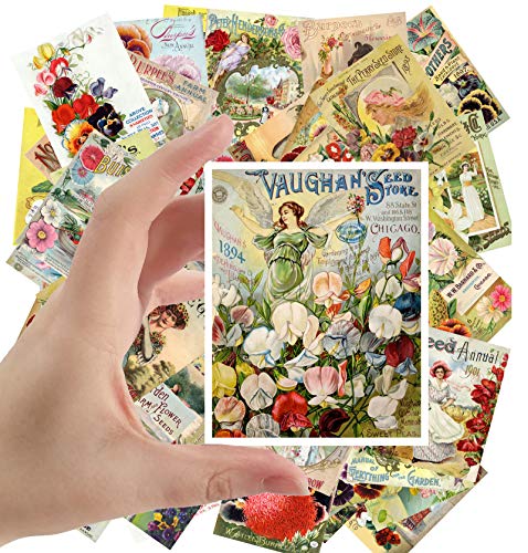 Large Stickers (24 pcs 2.5\"x3.5\") Flowers Vintage Seed Pockets Gardens Pansies