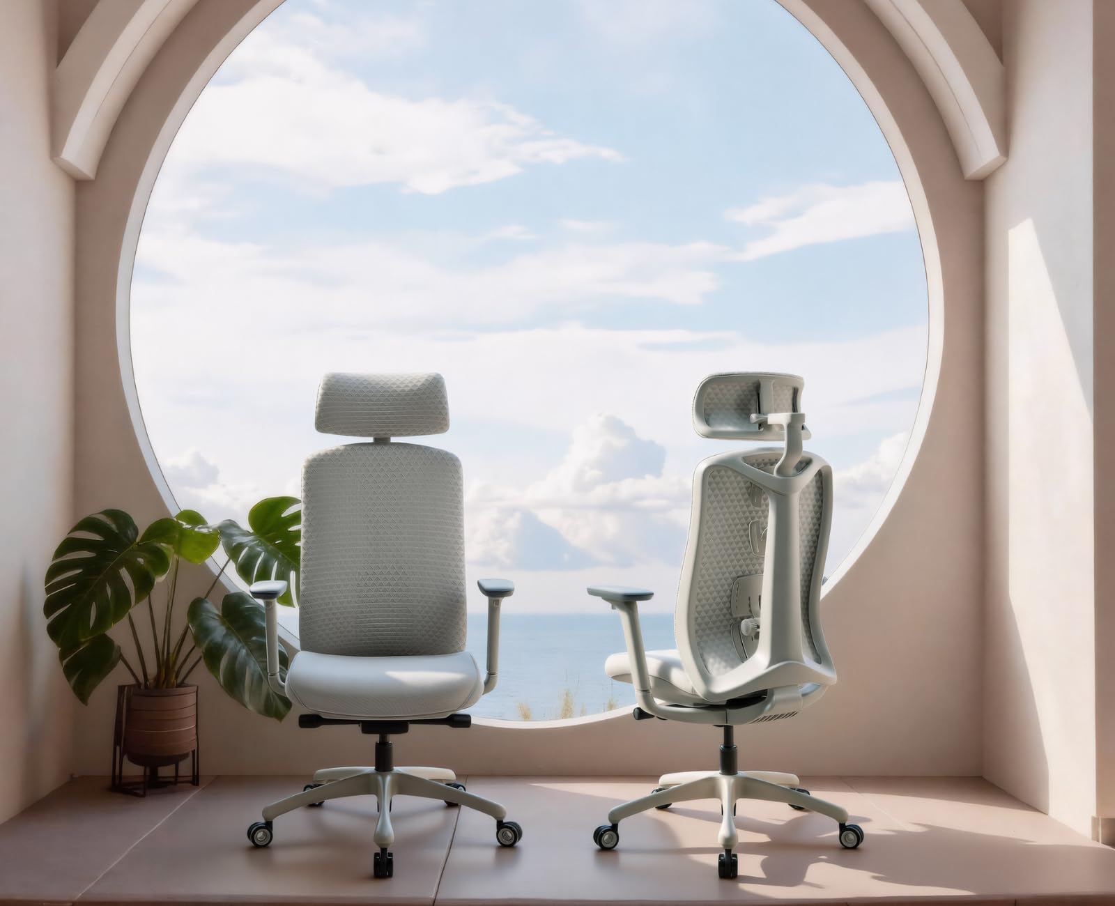 Ergonomiczne krzesło biurowe z regulowanym zagłówkiem, podparcie lędźwiowe, podnoszony podłokietnik, obrotowe krzesło komputerowe do domu, nauki, pracy (szary)