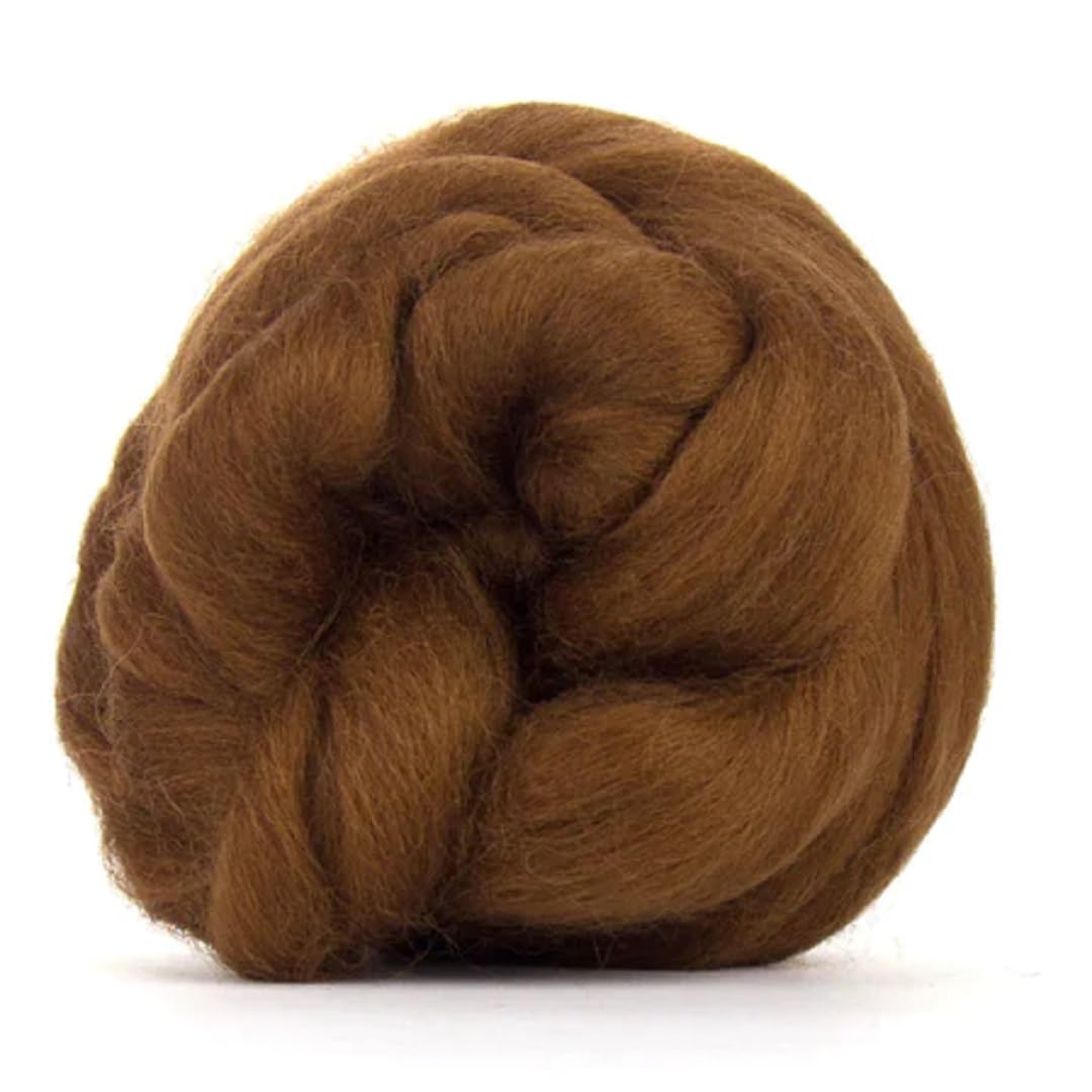 Revolution Fibers Dyed Corriedale Wool | 8 Ounces of Premium Combed Wool Top | 26 Micron, 100% Pure Corriedale Wool Roving, Ethically Sourced (Chocolate Brown)