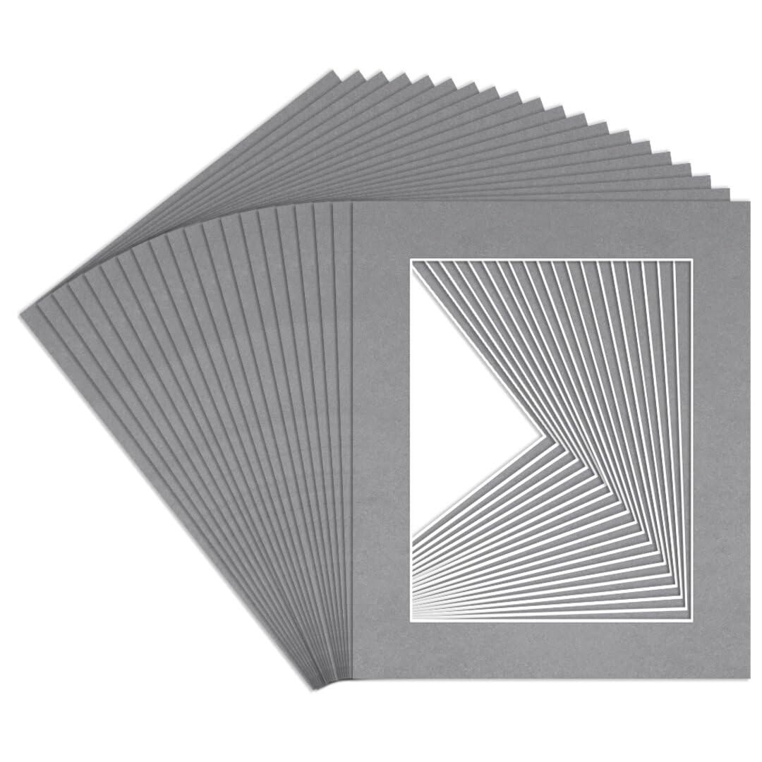 Procut Global 12x10" Mid Grey Picture Mounts to Fit 9x7" Aperture - Precision Cut Cardboard Photo Mount - Ideal for Frames, Prints, Artwork & Certificates - Sizes & Colours Available - 20 Pack — image 1