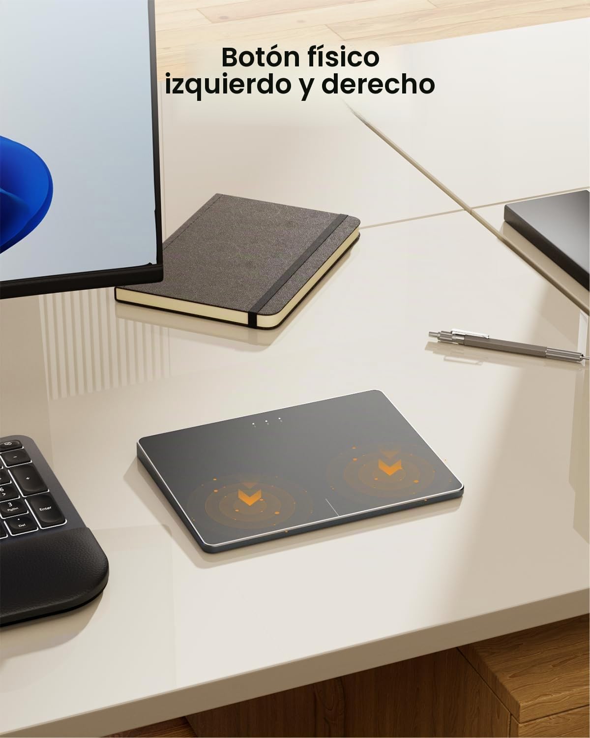 ProtoArc Touchpad para Windows 11/10 PC: T1 Plus Bluetooth, Superficie multitáctil, Recargable, Panel táctil portátil de Alta precisión, portátil, Ordenador de sobremesa - Negro