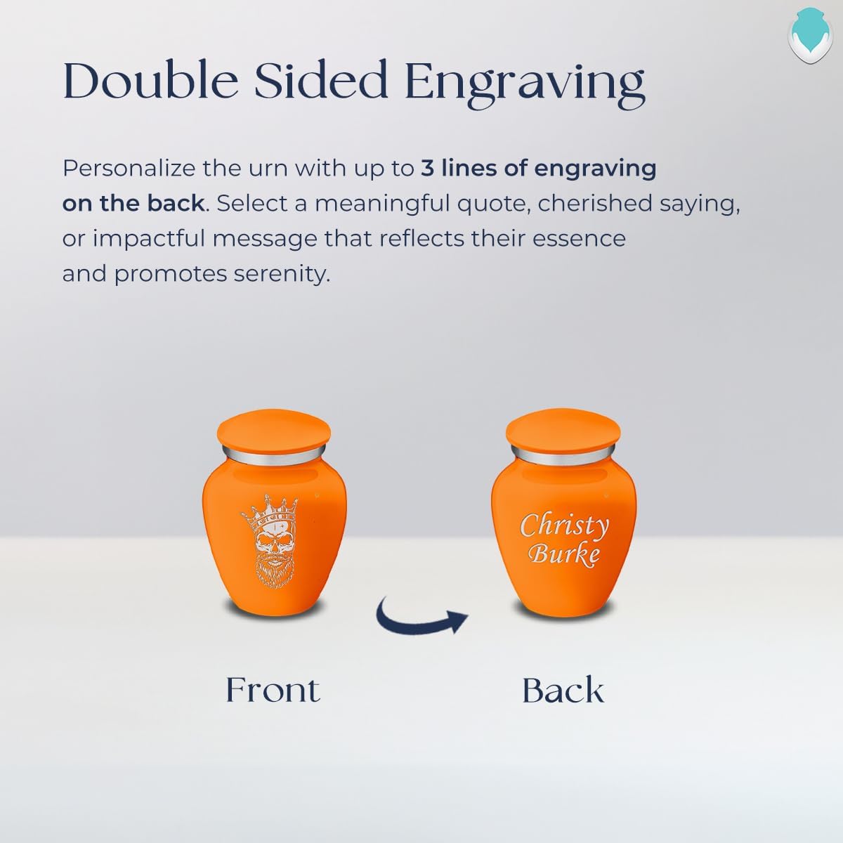Geturns Embrace Keepsake Personalized Skull Cremation Urns for Human Ashes I Burnt Orange Funeral Urn for Men and Women with Double Side Engraving I 3.5 lbs