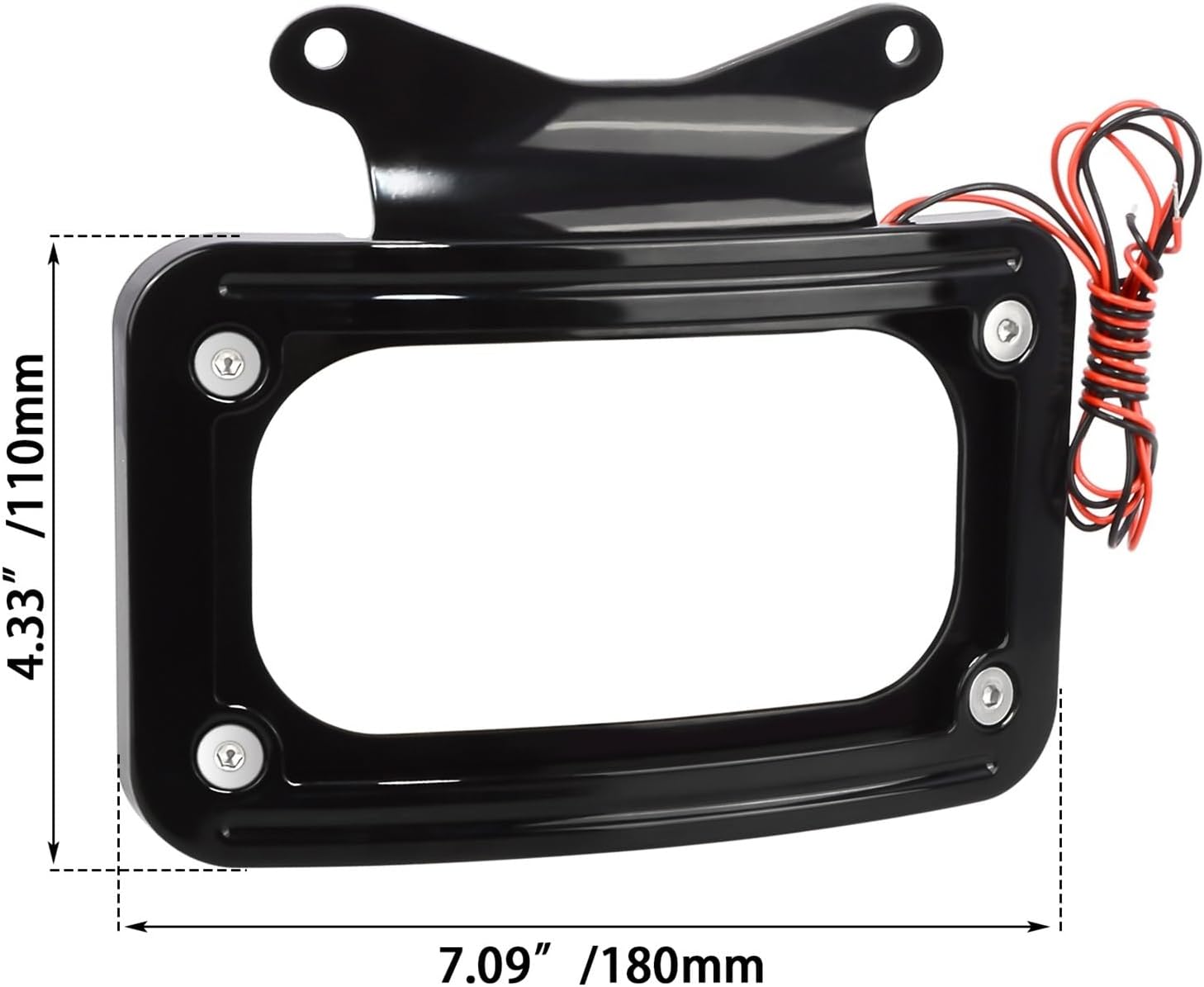 Motorcycle Curved Laydown License Plate Frame Bracket Mount(Chrome)