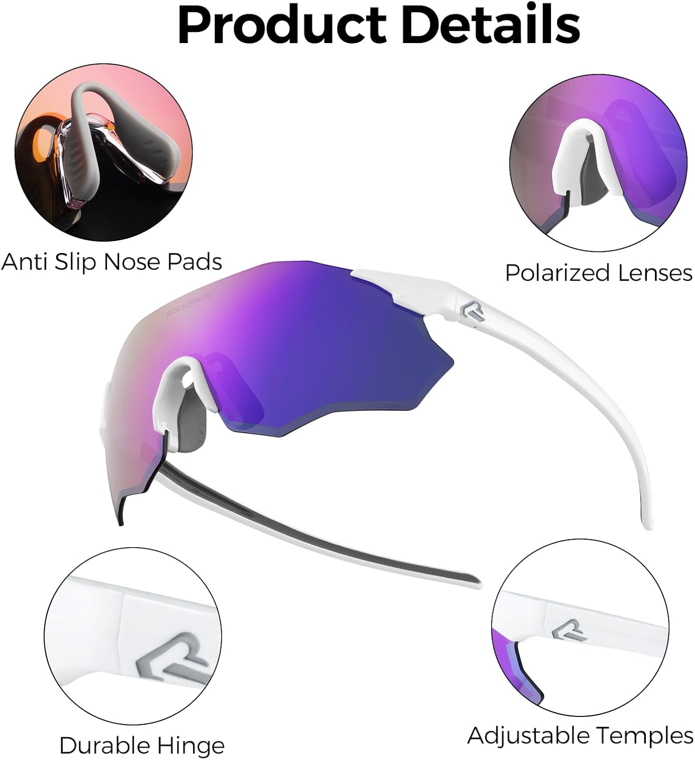 ROCKBROS Sports Glasses for Women Men Wrap Around UV400 Protection for Cycling Fishing