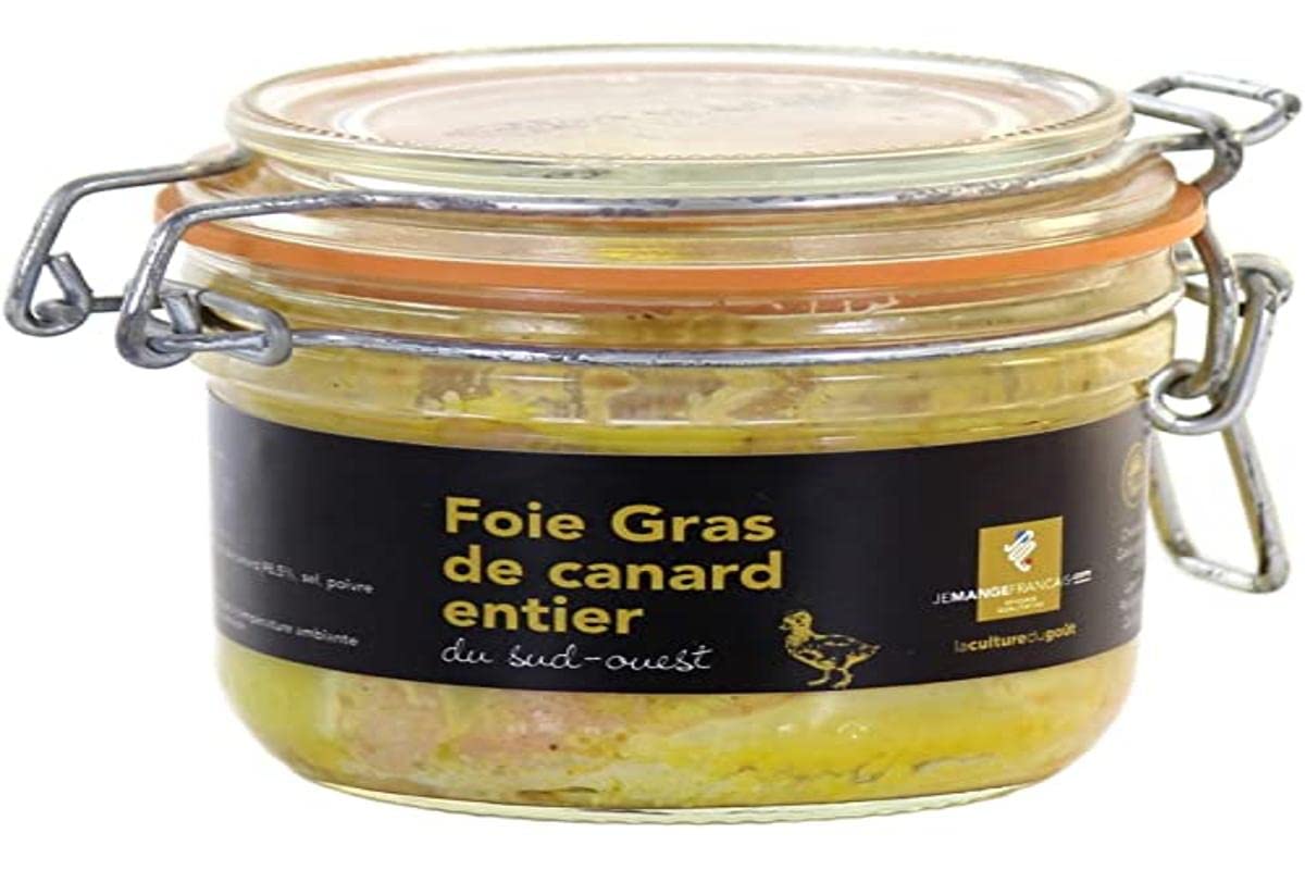 jemangefrancais Foie Gras de Canard Entier en Conserve 190 g 5/7 parts - IGP Canard à foie gras du Sud-Ouest