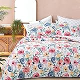 LOOPUINHOM Queen Quilt Set 3-Piece Bedspread Reversible Quilted Bedding 100% Cotton Coverlet Set wit