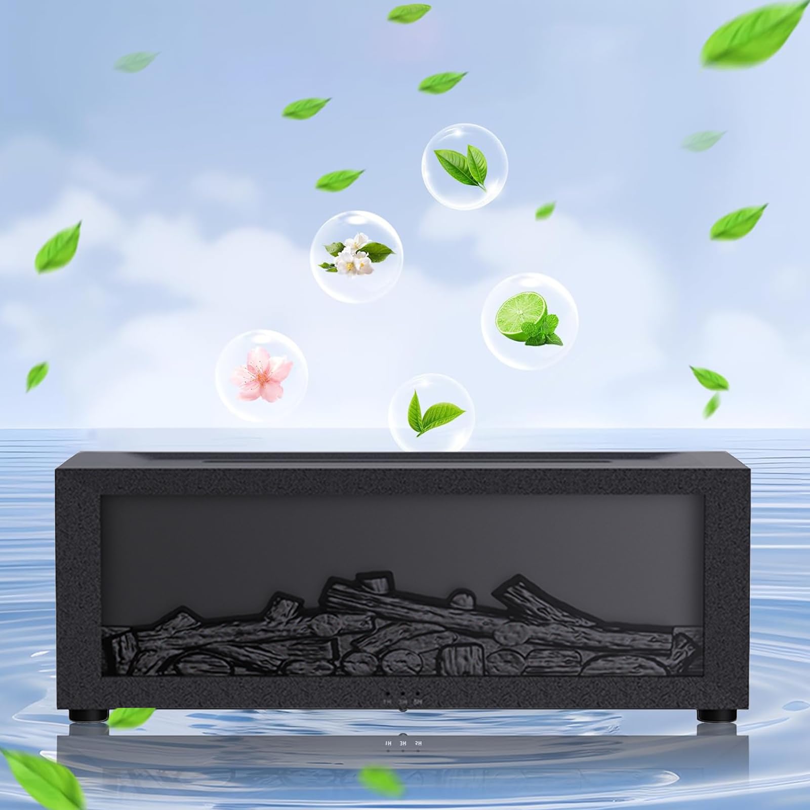 Ogólny dyfuzor płomieni - dyfuzor olejków eterycznych do aromaterapii do domu, biura i praktyk wellness - stylowy czarny/biały design, pojemność 150 ml, ustawienia czasu