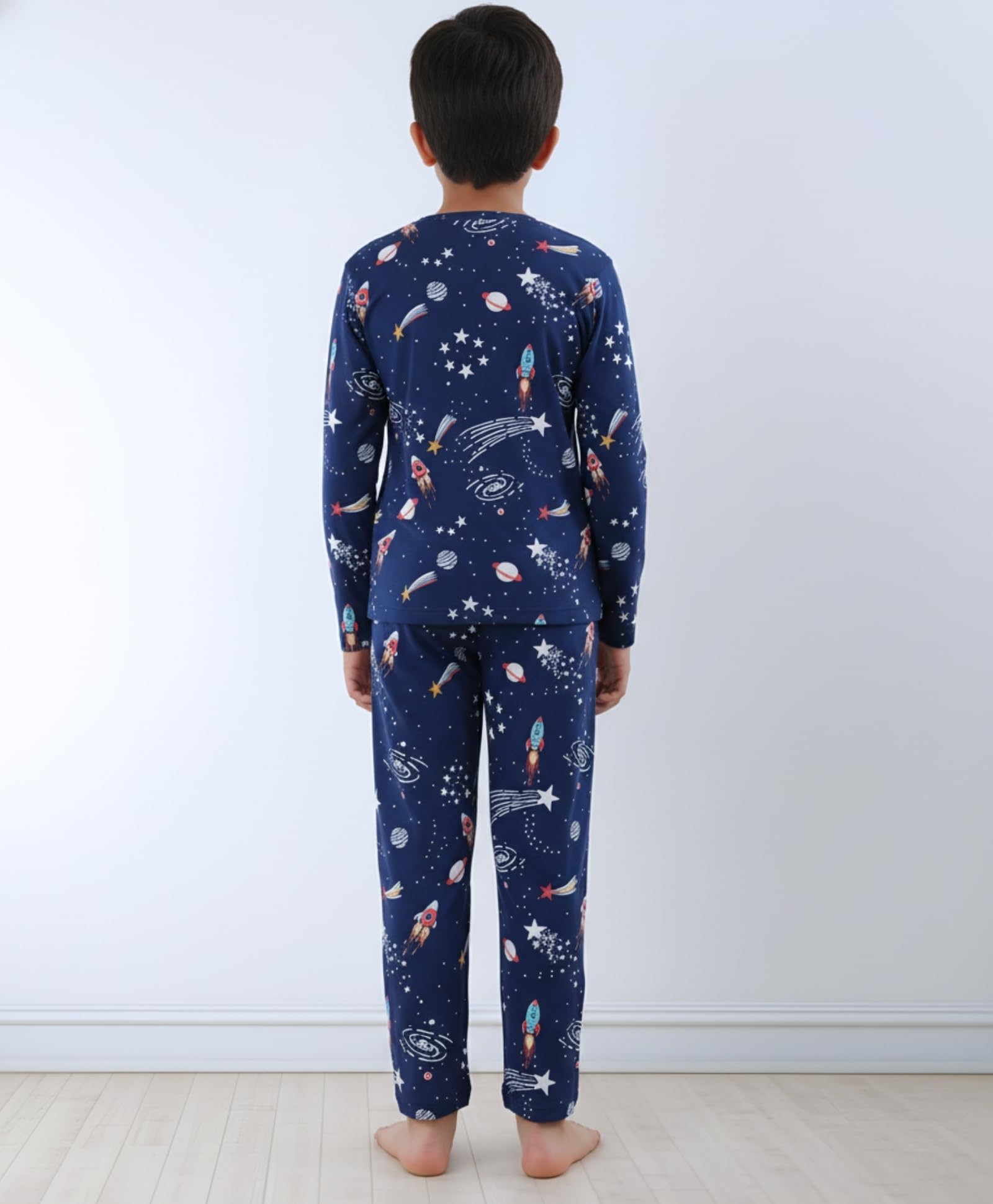 ANTHRILO Summer Solar System Dreams Long Sleeves Pyjama Set - Blue - Image 4 thumbnail