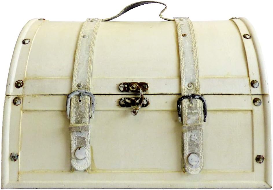Deluxe Vintage Style Storage Chest Trunk in Cream Wash Effect - Gift ideas for Christmas, Birthday, Toys, Trinkets, Keepsakes