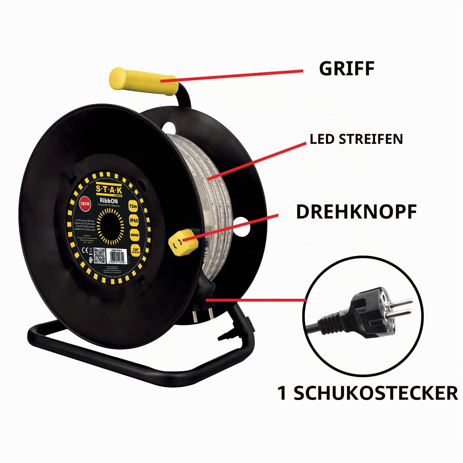 STAK BY VELAMP RibbON 15m: IP65 LED-Streifen 19.230 Lumen. Mit Wickler, 15 Meter