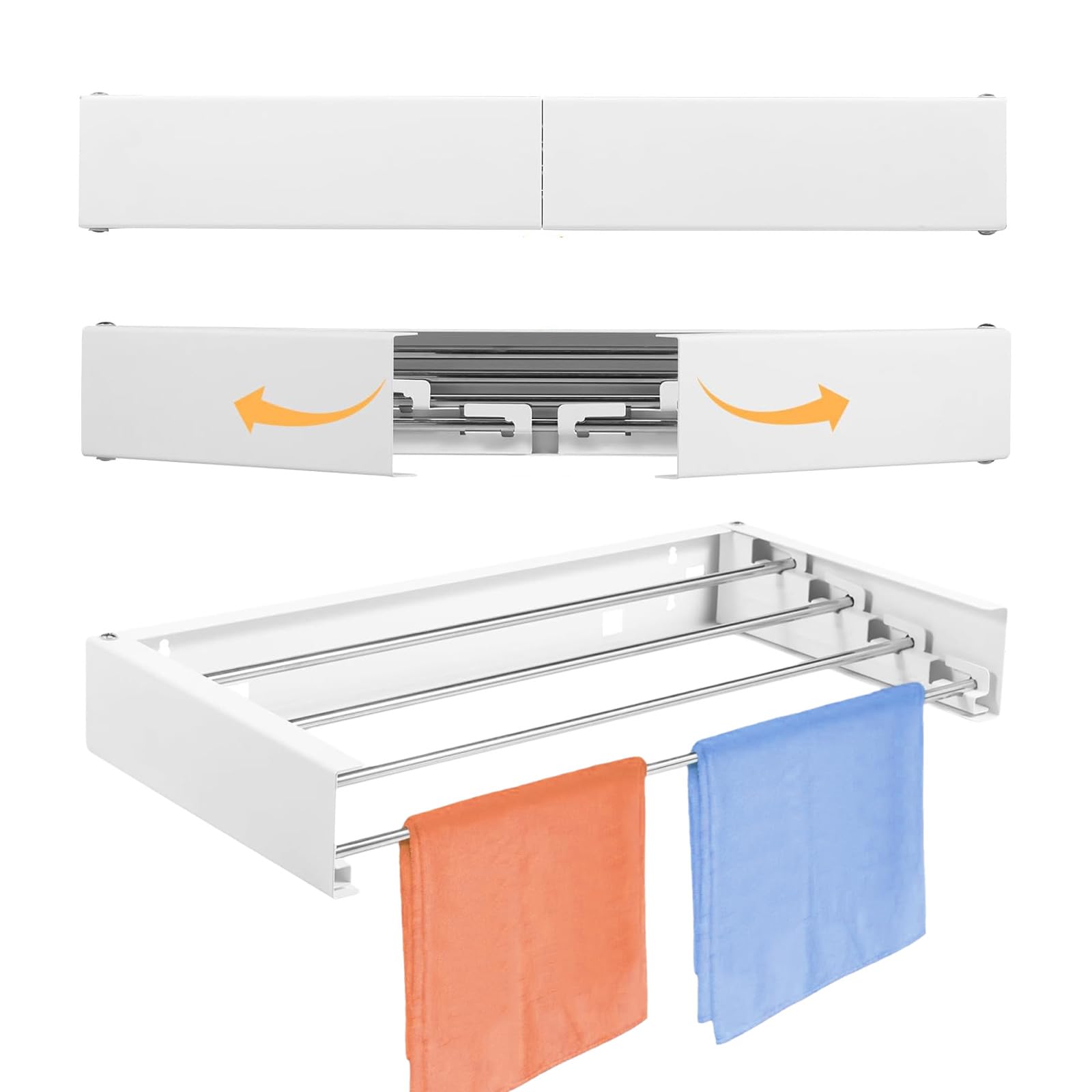 WäSchestäNder Wandmontage, WandwäSchetrockner Weiss, 60cm WäSchestäNders Wand Klapp, Rostfreier WäSchestäNder FüR Balkon, Schlafzimmer, Badezimmer