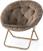 Vista 13 de Magshion Silla platillo para adultos, cómoda silla de sala de estar para dormitorio, esquina, dormitorio, apartamento, asiento circular esponjoso